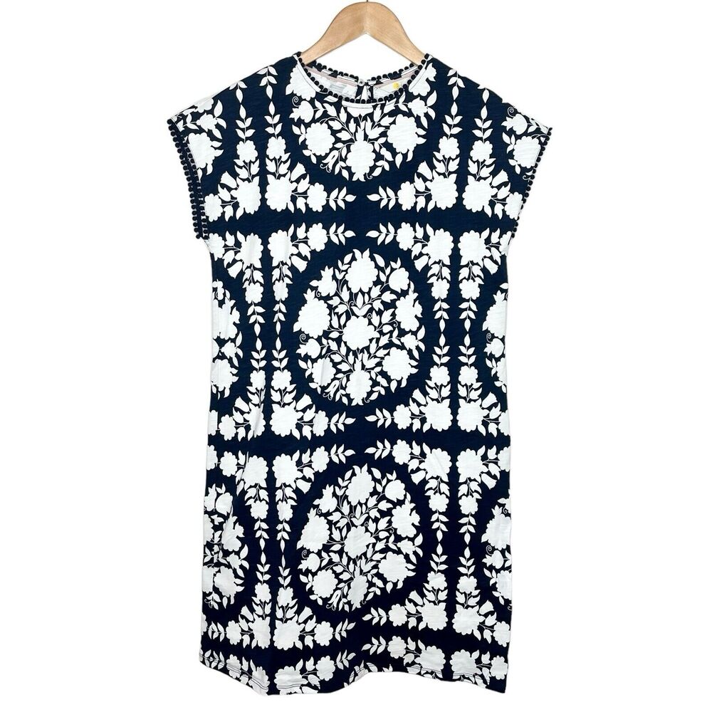 Boden Trim Detail T-Shirt Dress Navy Wildflower Prairie Women’s US 6